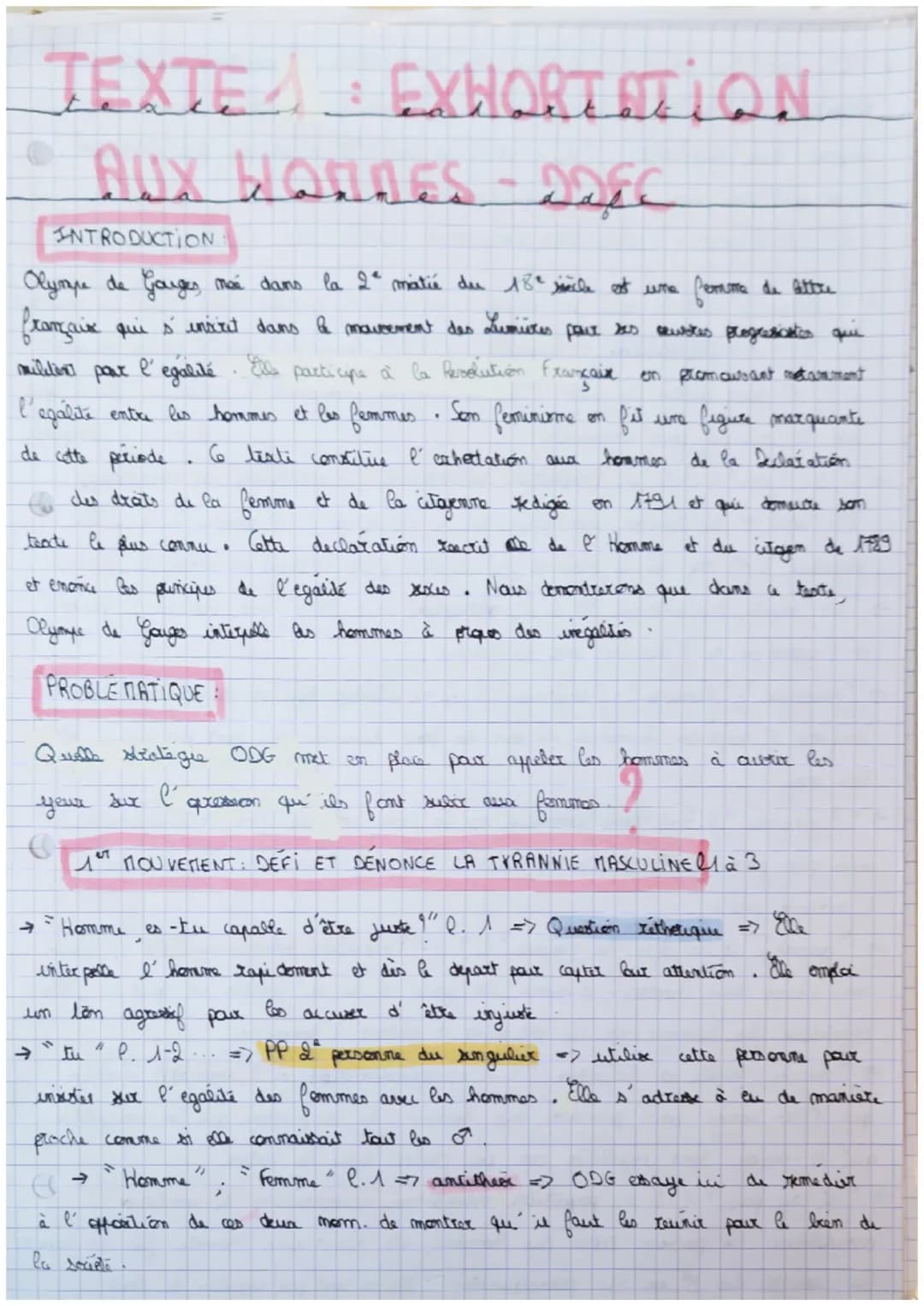 TEXTE
AUX HORNES
INTRODUCTION
Olympe de Gouges méé dans la 2ª matié du 18° scle of une
femme de lettre
français qui s' insirit dans le mouve