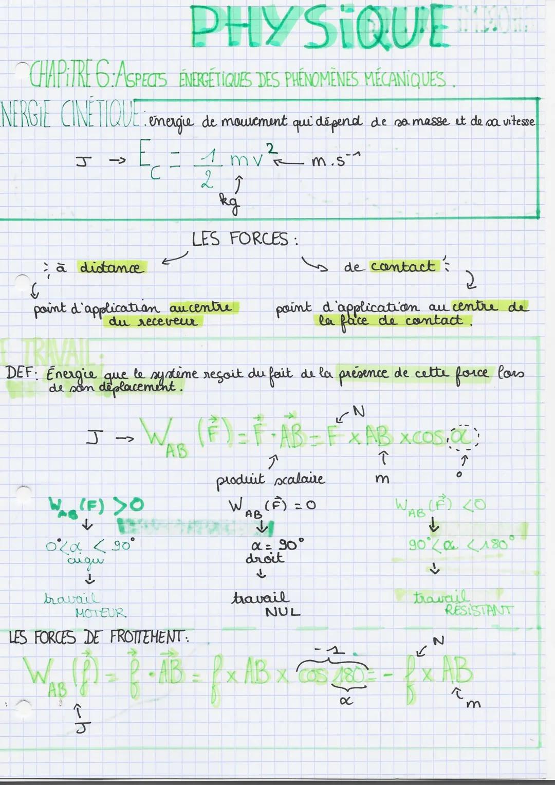 # PHYSIQUE

CHAPITRE 6: ASPECT'S ÉNERGÉTIQUES DES PHÉNOMÈNES MÉCANIQUES

NERGIE CINÉTIQUE energie de mouvement qui dépend de sa messe et de 