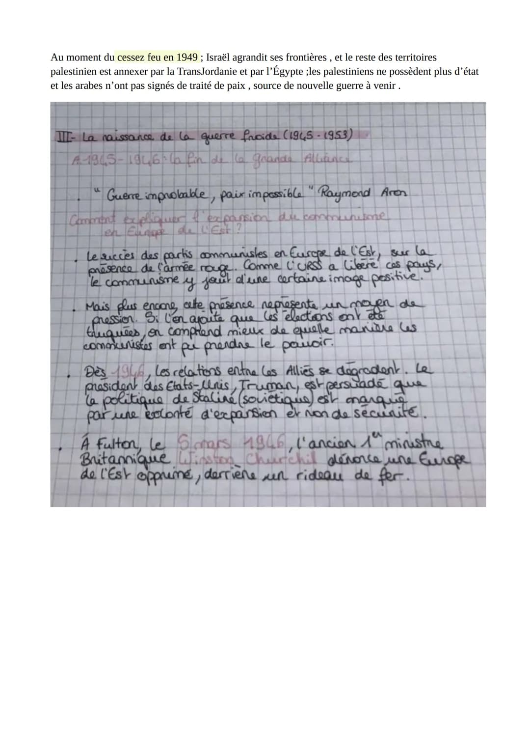 THÈME 2: MULTIPLICATION DES ACTEURS INTERNATIONAUX DANS UN MONDE
BIPOLAIRE (1945 AU DÉBUT DES ANNÉES 1970)
Chapitre 1 : La fin de la 2nd gue