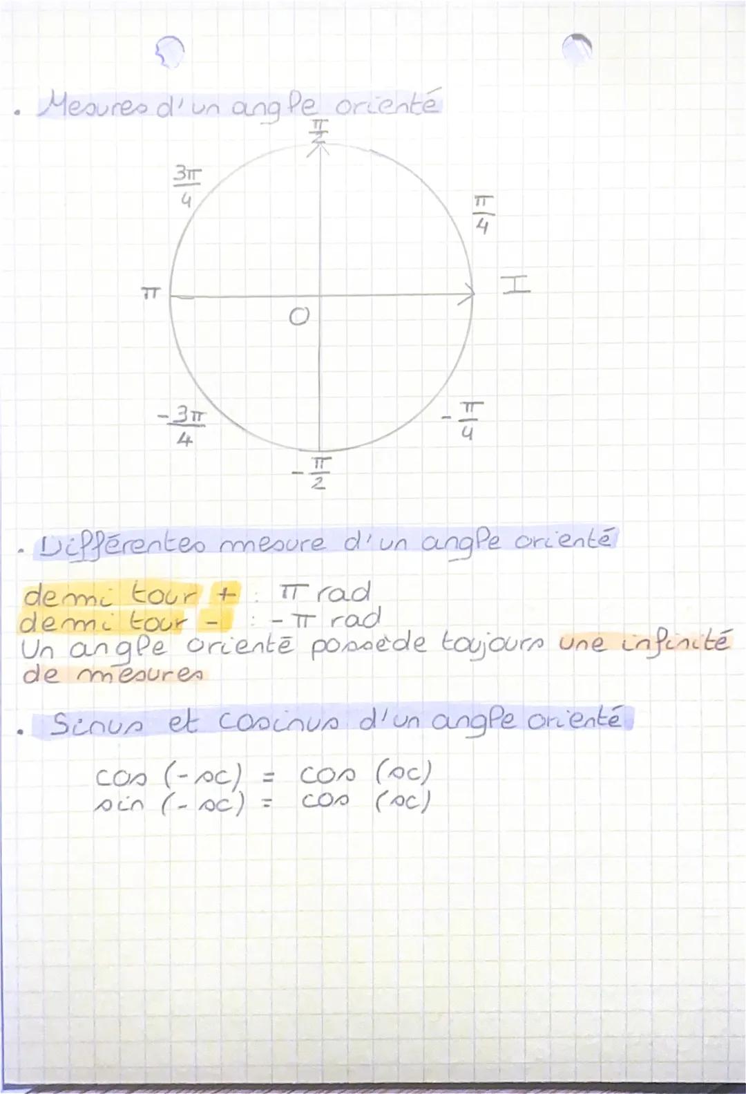 ·
Trigonométrie
Le cercle trigonométrique
sens direct
^
Matha
닌
î
On appelfe angle orienté
un angle ainsi mesuré. IP
s'écrit à l'aide de deu