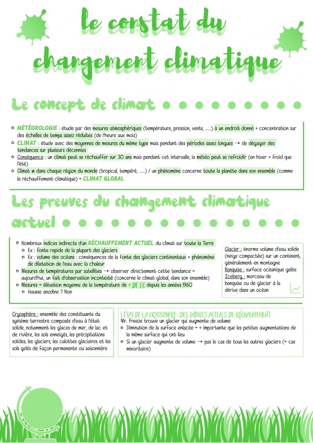 le constat du
chargement climatique
Le concept de climat
O MÉTÉOROLOGIE : étude par des mesures atmosphériques (température, pression, vents