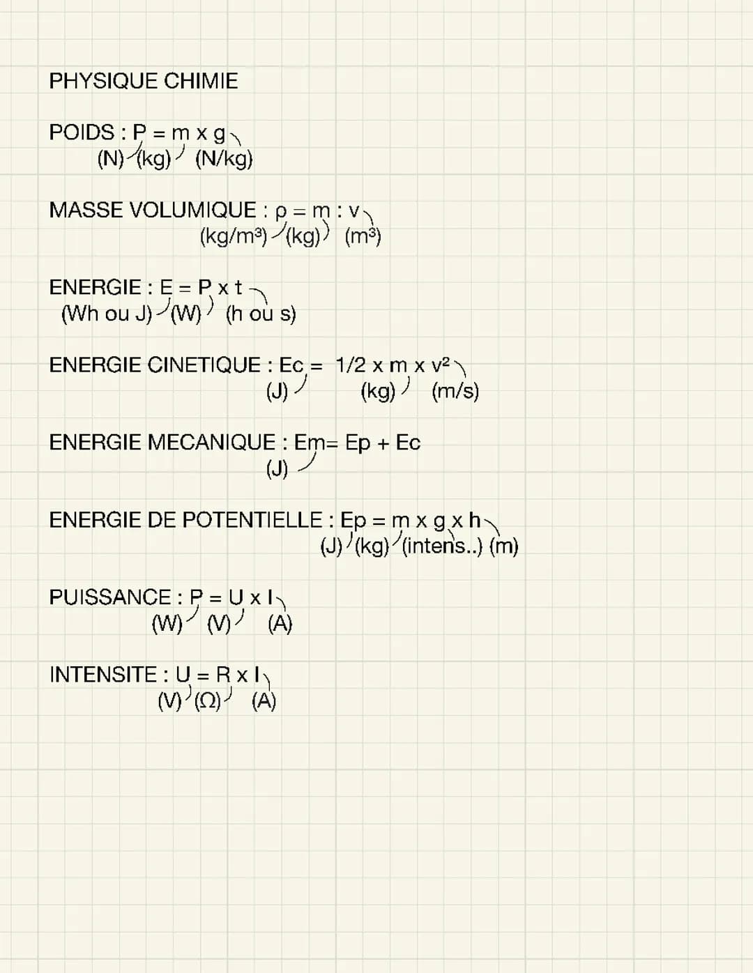 FICHE DE RÉVISION BREVET - formules à connaître 