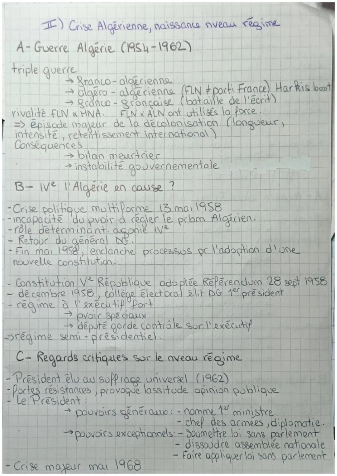 # Chapitre 3: La france, une nouvelle place ds le monde

I) Ive République (1946-1958)

A- Guerre Froide de la France.

-De Gaulle camp occi