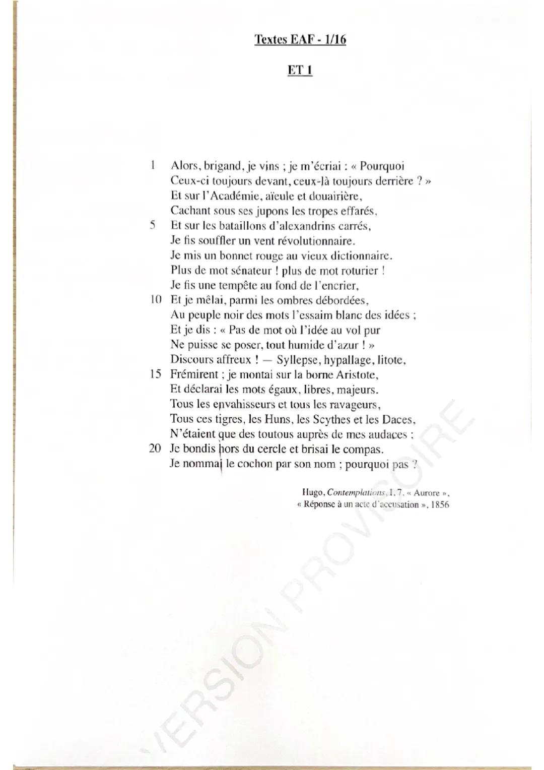 Explication Texte réponse à un acte d’accusation de victor hugo