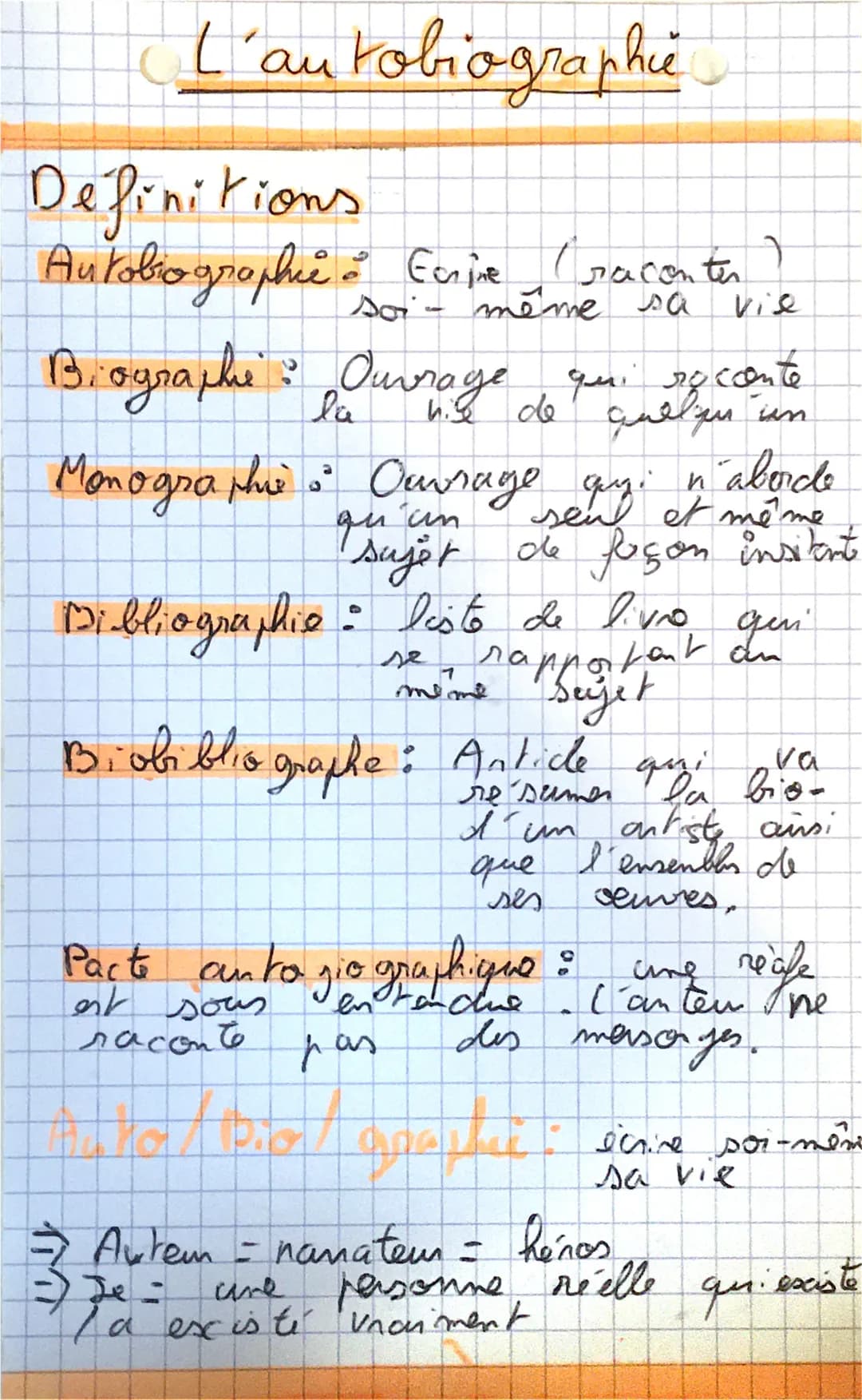L'autobiographie
Definitions
Autobiographie & Ecrine ( raconter
soi-même sa
vie
Biographe : Ouvrage qui se conte
de
et même
sexy : n'aborde
