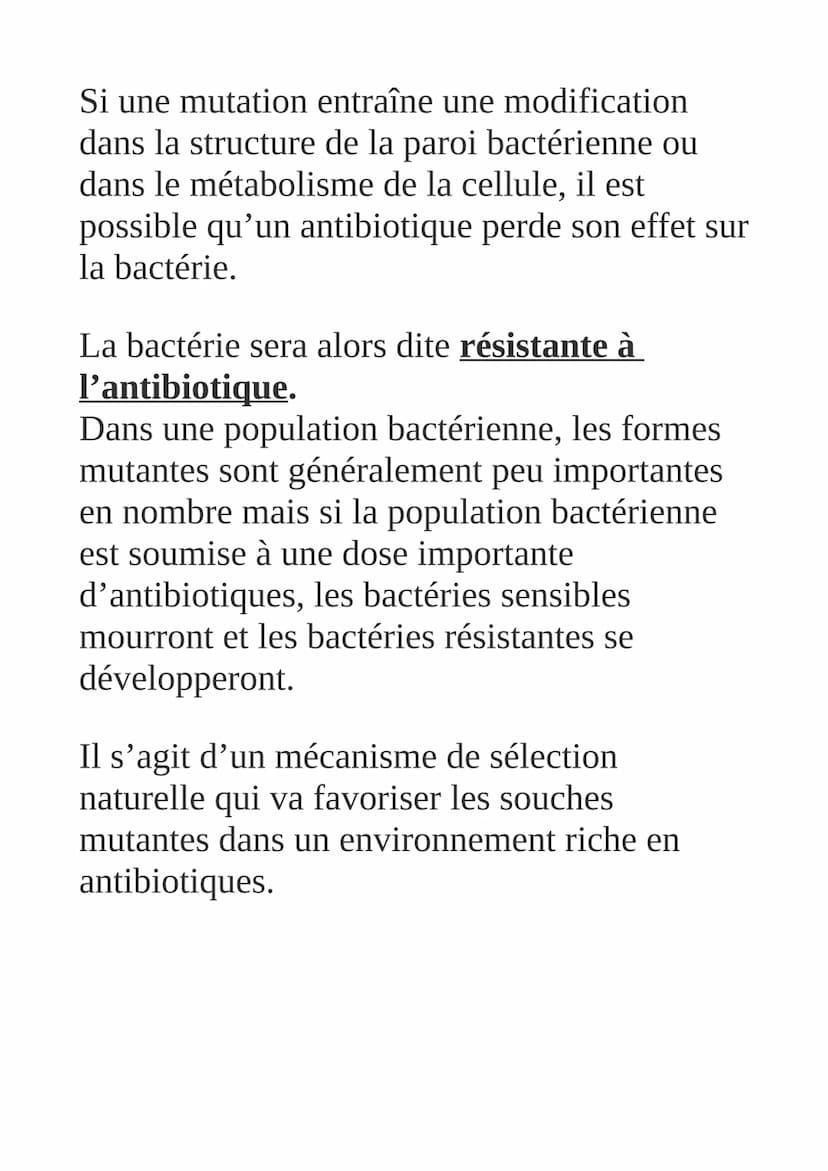 Variations génétiques
des bactéries et
résistances aux antibiotiques
Un antibiotique, c'est quoi?
Un antibiotique est une substance naturell