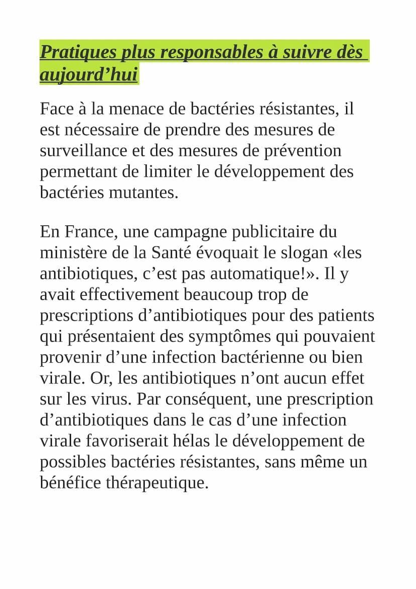 Variations génétiques
des bactéries et
résistances aux antibiotiques
Un antibiotique, c'est quoi?
Un antibiotique est une substance naturell