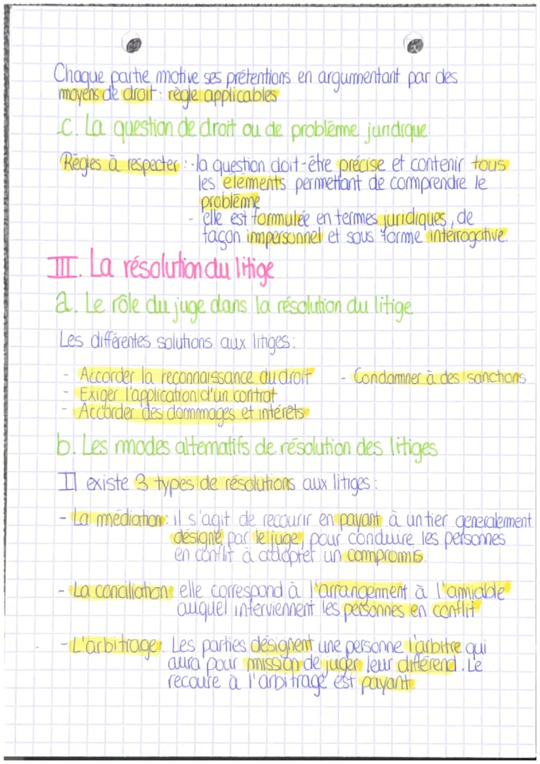 DROIT
Chapitre 4: Le litige
Les & fonctions du droit: - organiser la vie en société
pacifier les relations sociales
I. Qu'est ce qu'un litig