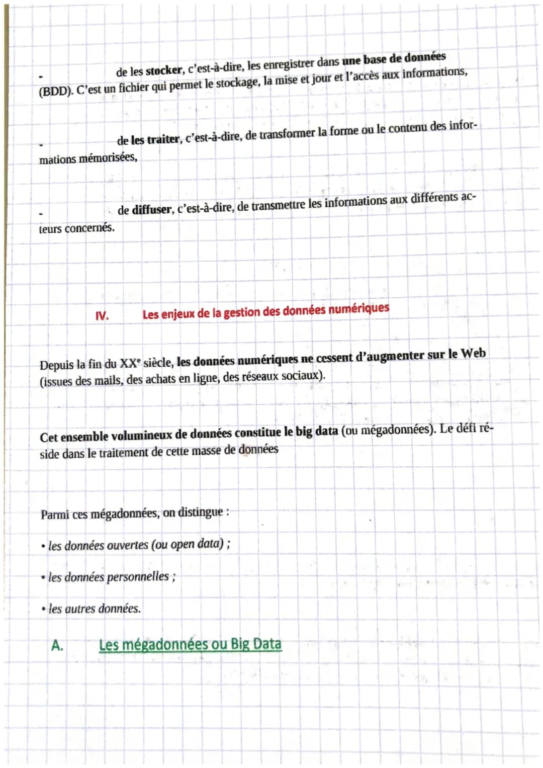 gestion!
chapitre 9
I.
La transformation d'une donnée en information puis en
Les étapes de la transformation d'une information:
connaissance
