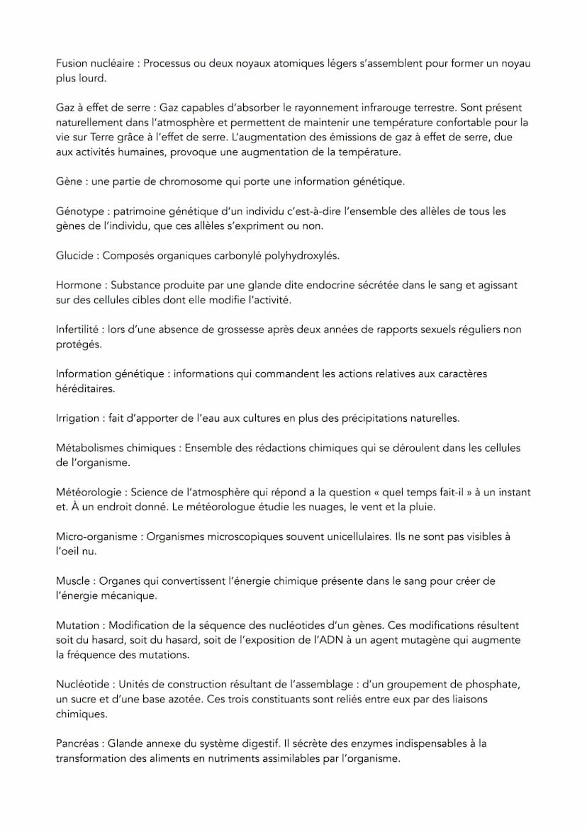 Définitions essentielles :
ADN : L'ADN ou Acide désoxyribonucléique, est le constituant l'essentiel des chromosomes,
support matériel de l'i