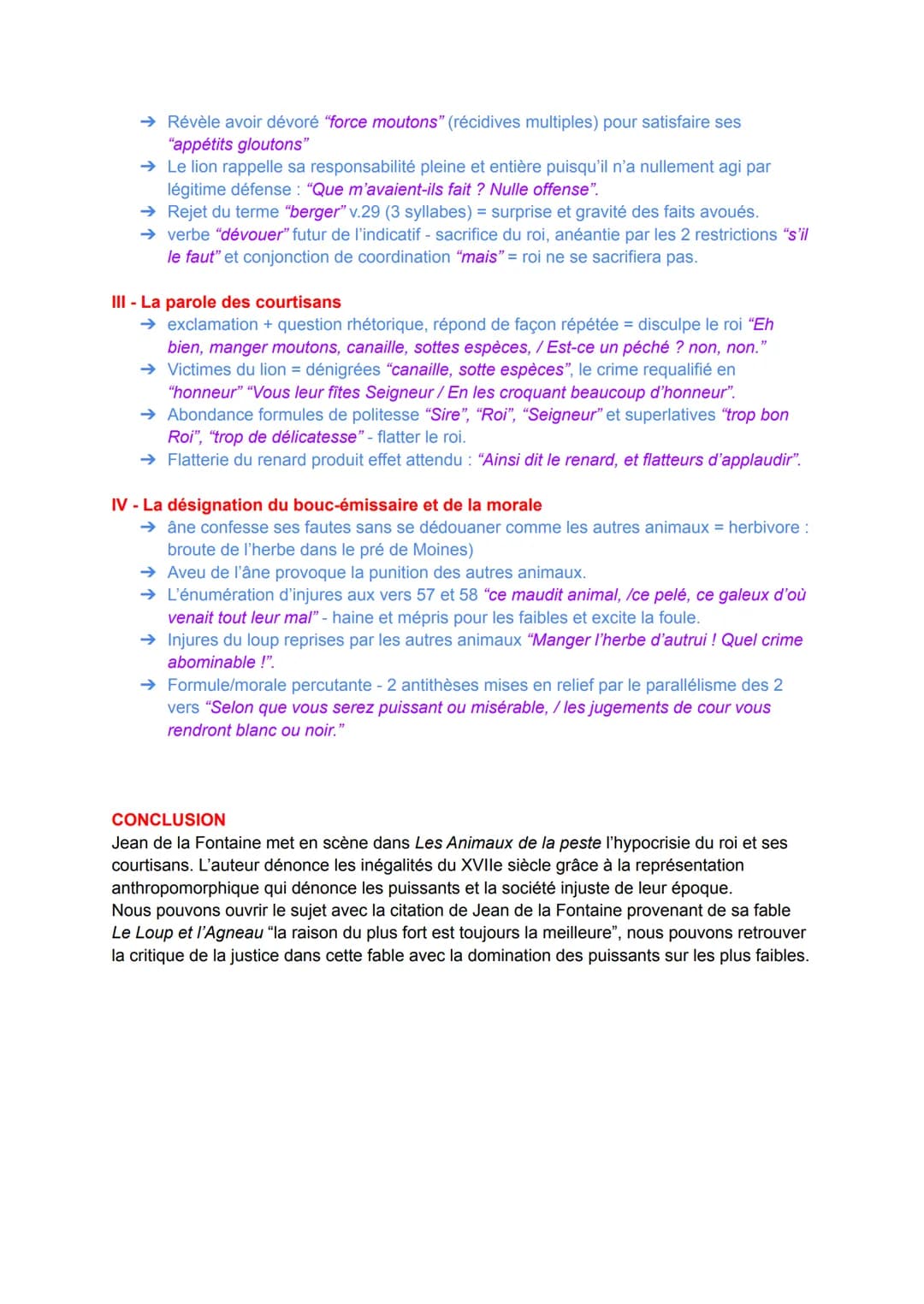 texte n°6
"Les Animaux malades de la peste", Fables, La Fontaine
Extrait "Les Animaux malades de la peste", Fables, Livre VII, fable 1, Jean