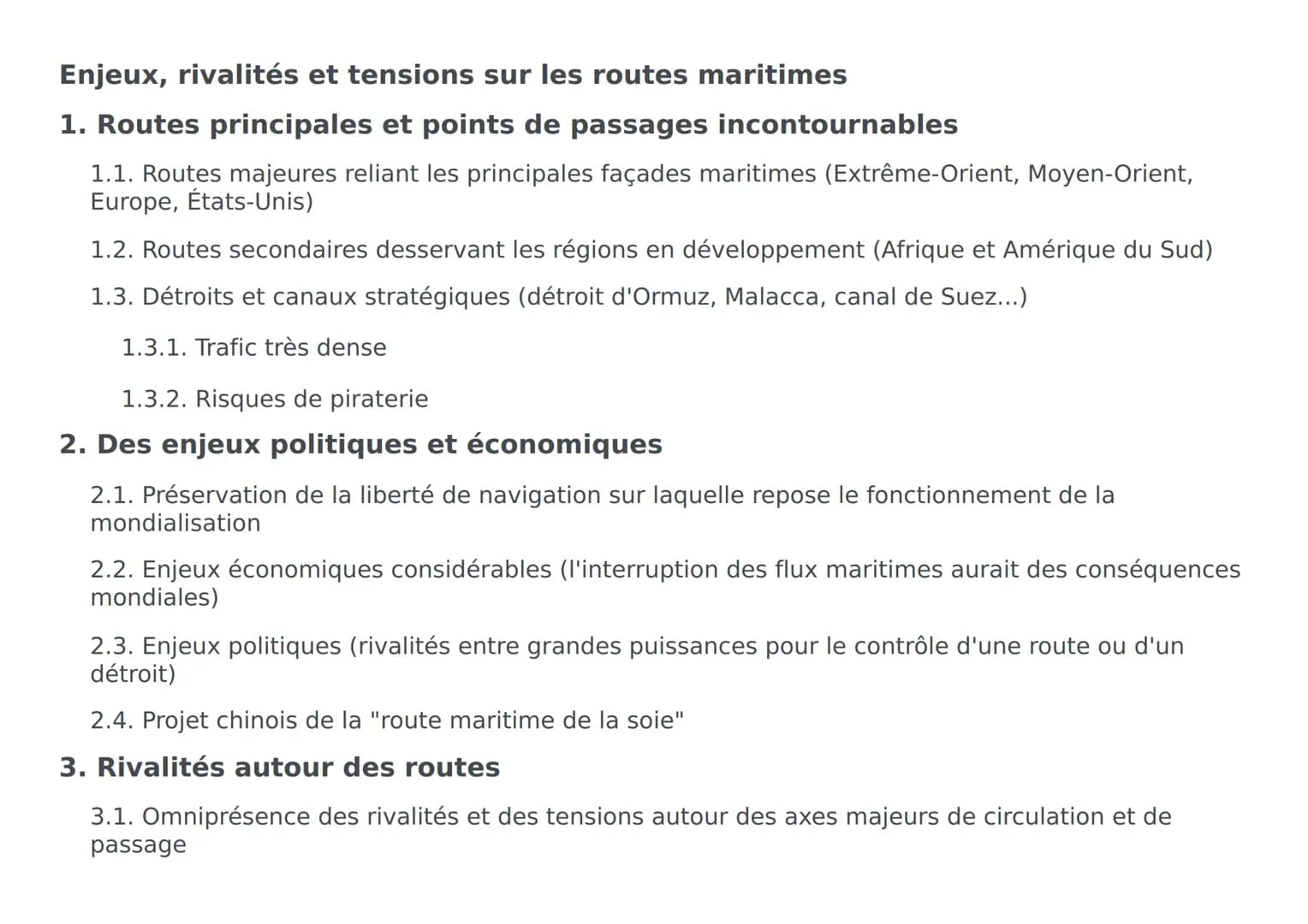 Appropriation et
tensions autour des
ressources maritimes
L'affirmation du droit
maritime international
Tensions autour des
frontières marit