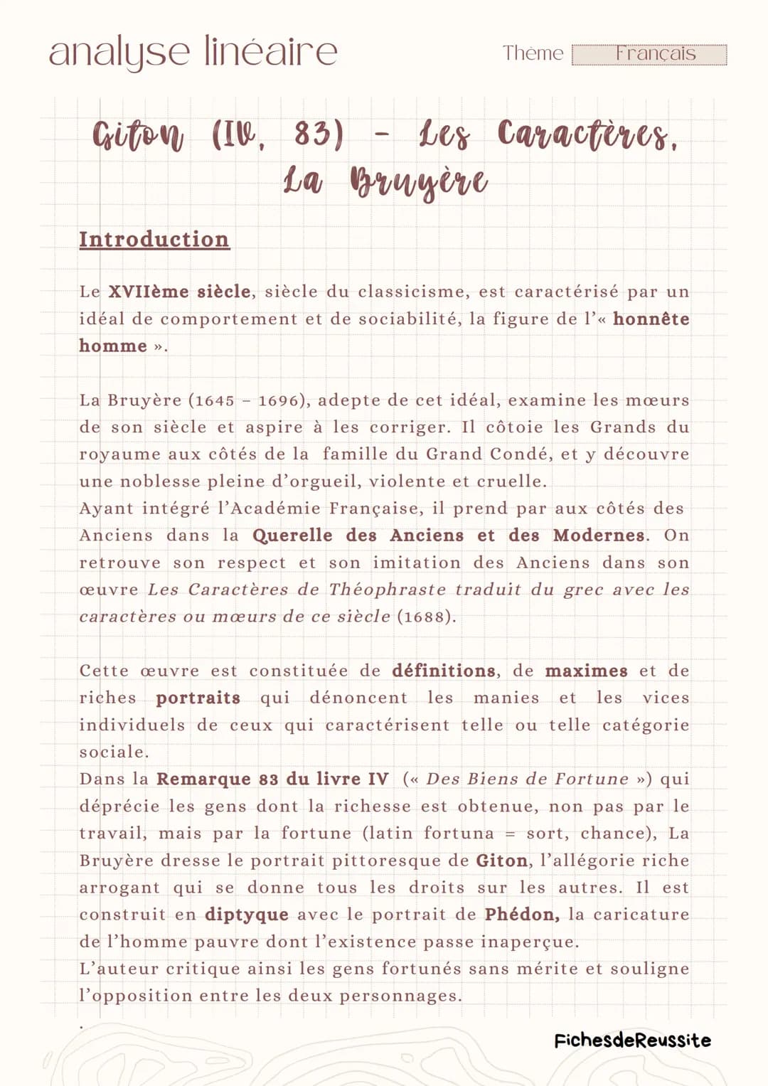 Giton (VI, 83) – Les Caractères, La Bruyère