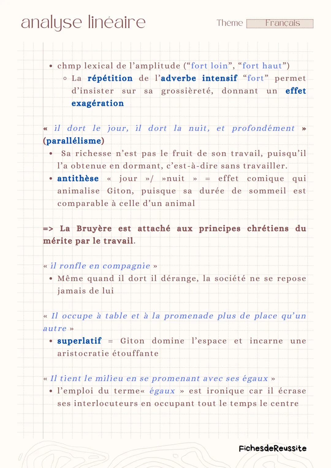 analyse linéaire
Thème
Français
Giton (IV, 83)
-
Les Caractères.
La Bruyère
Introduction
Le XVIIème siècle, siècle du classicisme, est carac