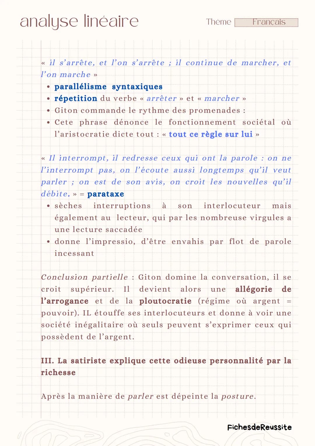 analyse linéaire
Thème
Français
Giton (IV, 83)
-
Les Caractères.
La Bruyère
Introduction
Le XVIIème siècle, siècle du classicisme, est carac