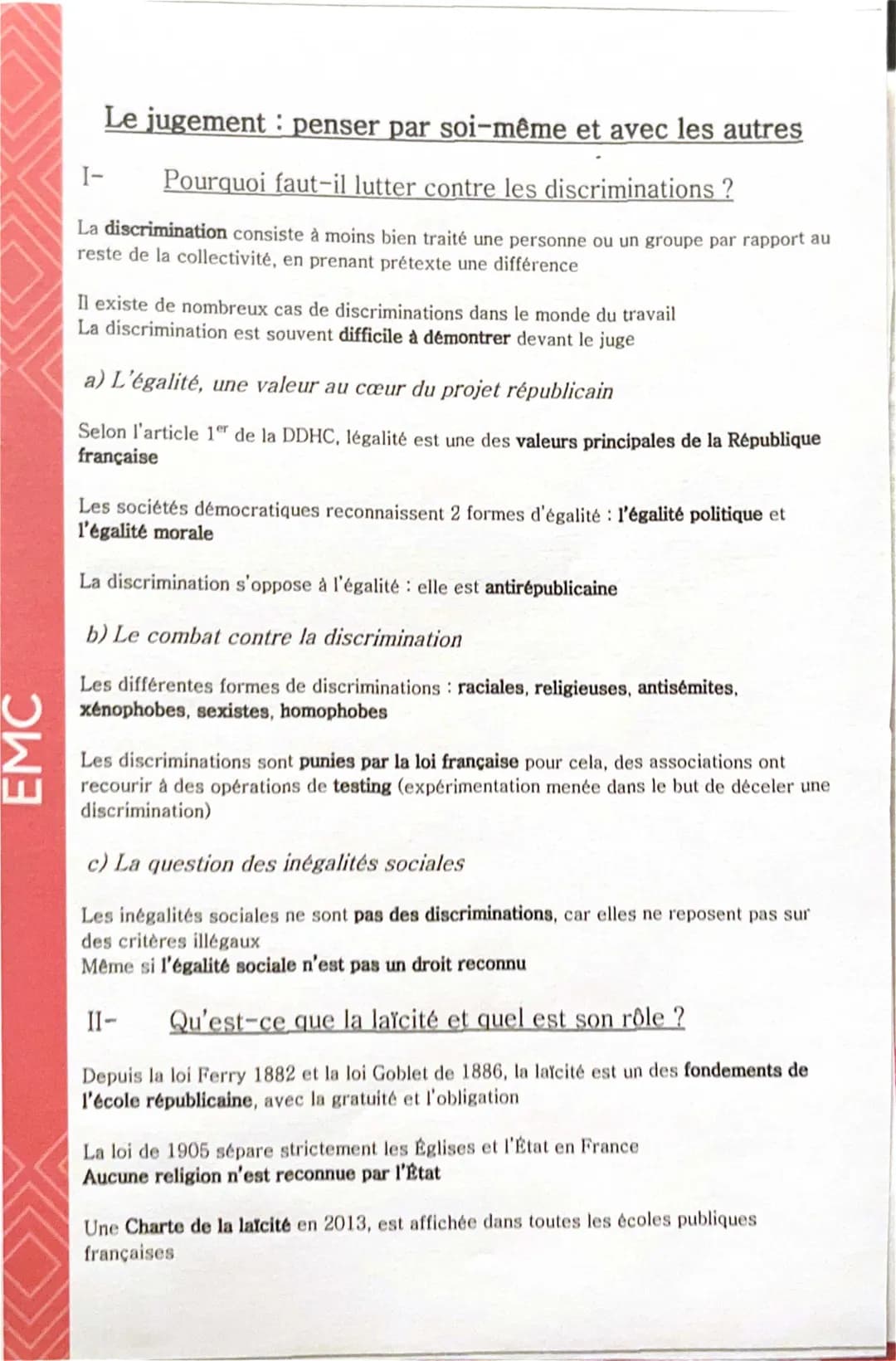La Laïcité et la Discrimination au Travail: Révision pour le Brevet