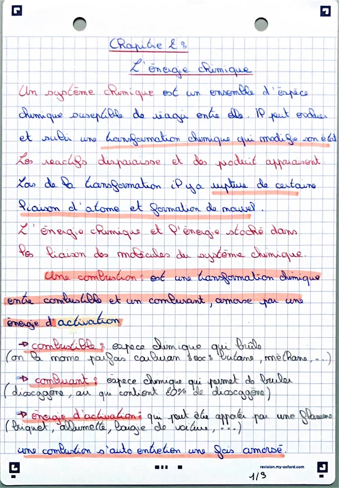 Chapite &&
L'énergie chimique
Un système chimique est un ensemble d'espèce
chimique sureptible de reagir entre ello. Il peut order
et suler 