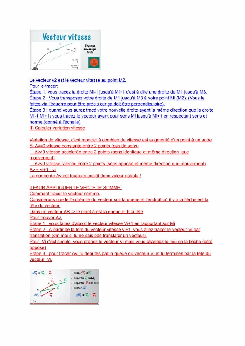 Mouvement d'un système
1) Loi de Newton
Formule : ΣF = m * (Δν / Δt)
EF (somme des forces appliqués au système): en Newton (N)
m: masse du s