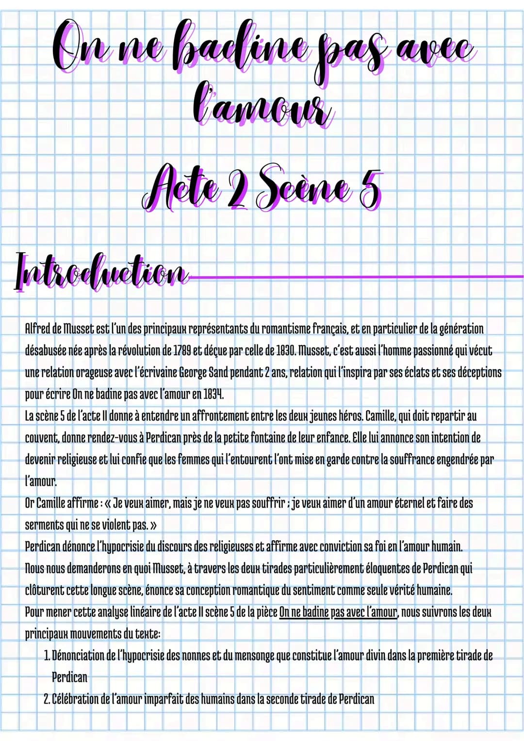 # On ne badine pas avec l'amour

## Acte 2 Scène 5

### Introduction

Alfred de Musset est l'un des principaux représentants du romantisme f