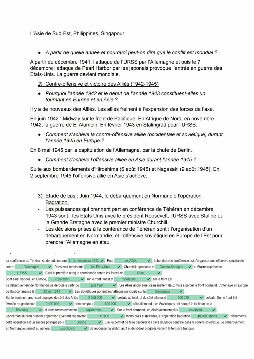 CHP III: LA SECONDE GUERRE MONDIALE, UNE GUERRE
D'ANEANTISSEMENT
Né de la monté de régimes totalitaires expansionnistes et militaires, la se