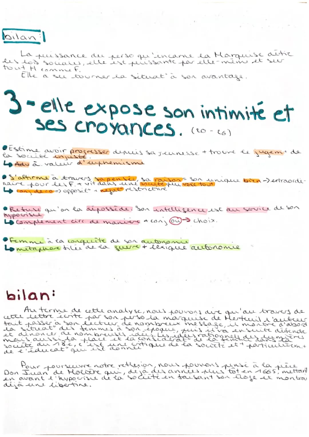 TEXTE A
Les Liaisons Dangereuses, Laclos
"Lettre 81"
Mlan
L'autoportrait d'une
Comment l'auteurs, un homme,
femme qui se veut libre (1-3) (m