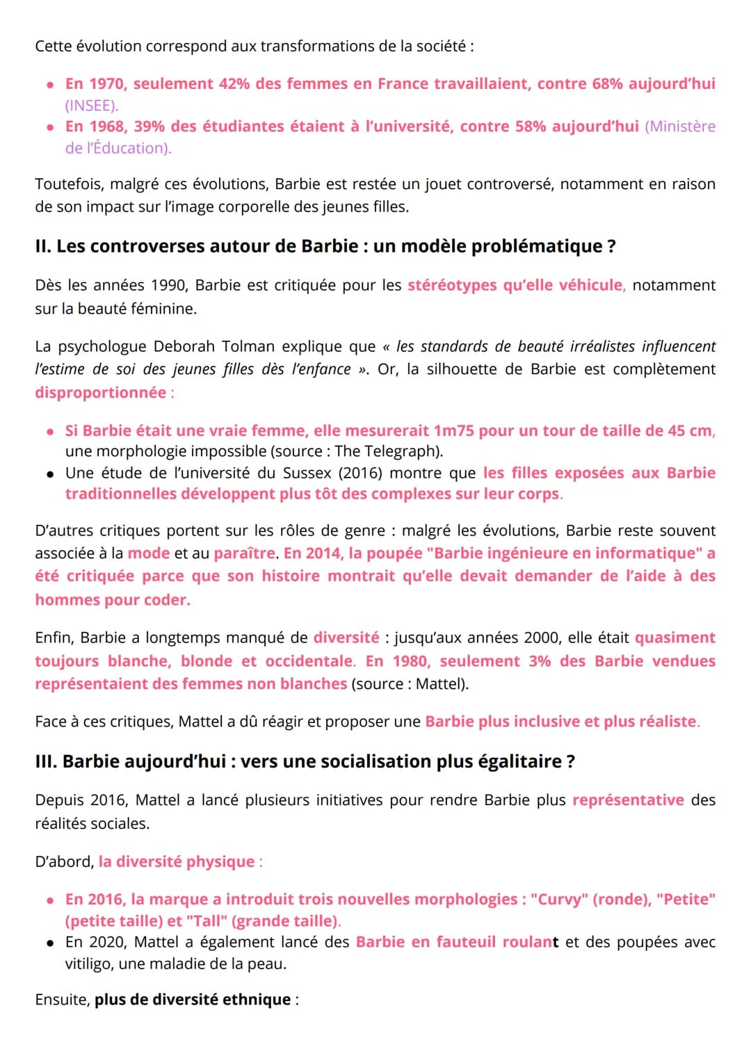 --- OCR Start ---
GRAND ORAL SES
Comment Barbie a influencé la socialisation
des jeunes filles ?
Depuis son lancement en 1959, Barbie est bi