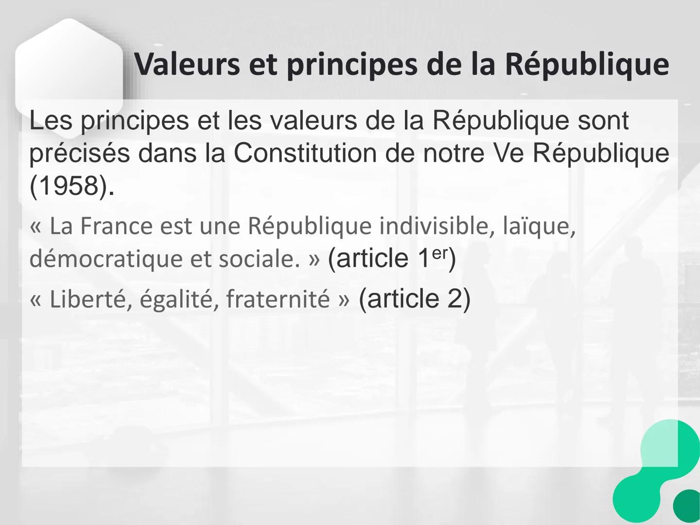 Les valeurs et
les principes de
la République à
l'épreuve de la
cohésion
sociale # Valeurs et principes de la République

Les principes et l