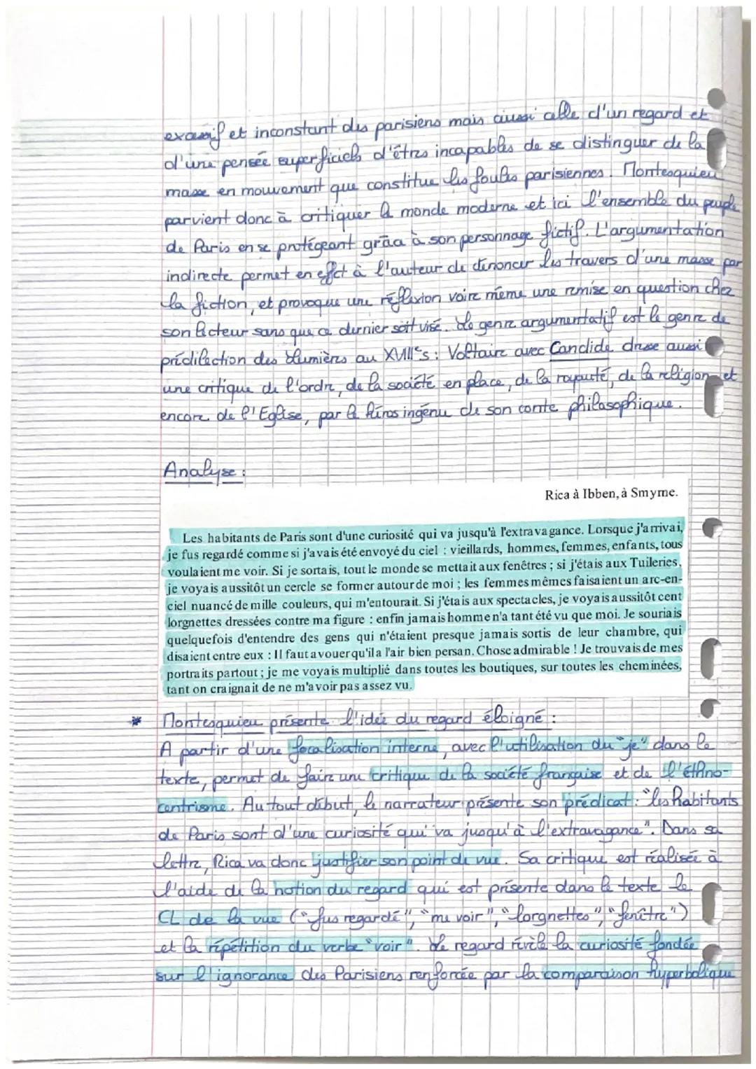 # @

# Texte n°20 Analyse linéaire - "Lettre XXX", Lettres Persanes, Montesquieu

## INTRODUCTION

Le XVIIIe siècle marque un tournant dans 