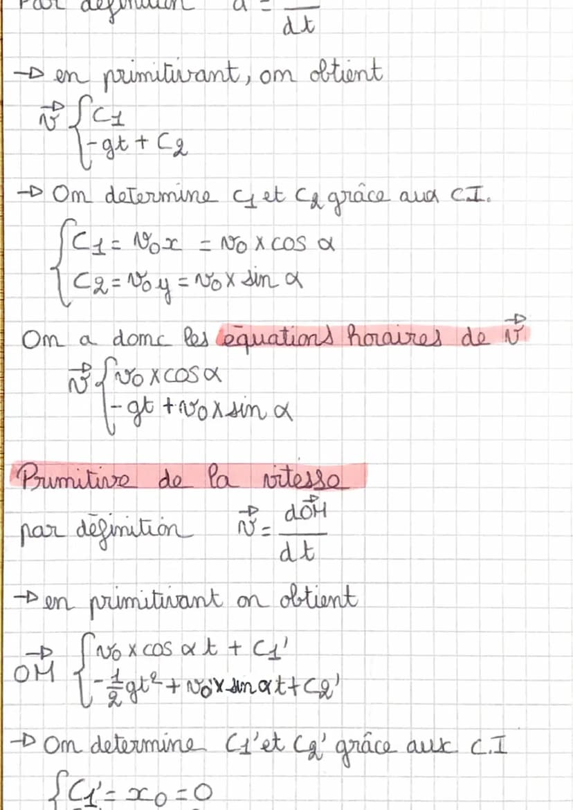 MOUVEMENT DANS UN CHAMP UNIFORME
Les
primitives en physique
Fonction
Primitive
O
с
a
at +C
at + b
1/
/at² + bt +C
y ↑
15 in
2
of
1
voncosa
P