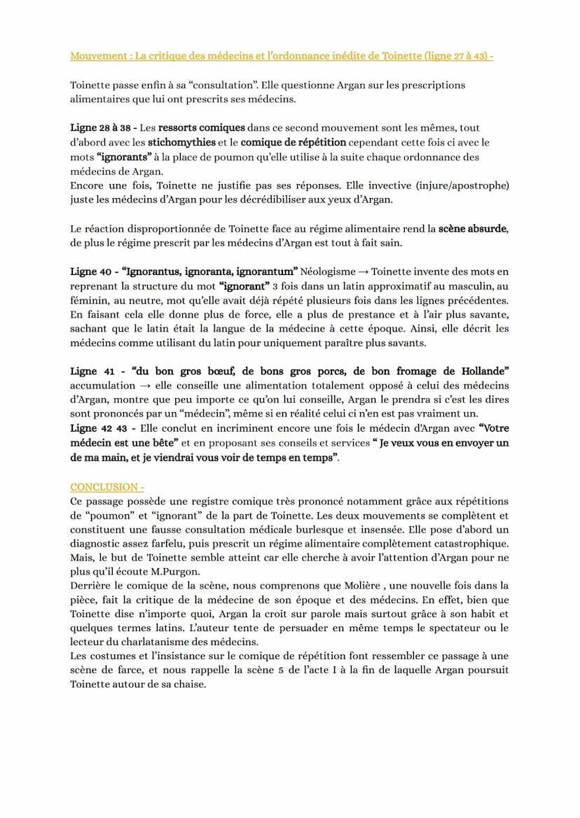 Lecture Linéaire 18 - Toinette médecin
INTRODUCTION -
Molière était un homme de théâtre très complet, dramaturge, metteur en scène,
comédien