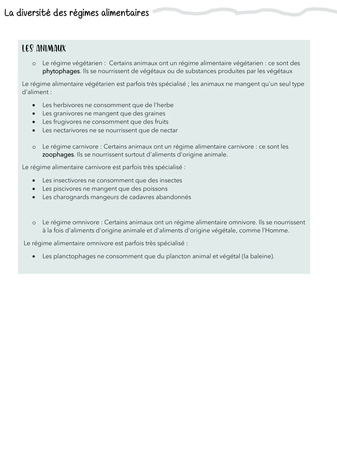 Groupes d'aliments, besoins alimentaires, besoins
nutritionnels et diversité des régimes alimentaires
Les groupes d'aliments
Il y a 7 catégo