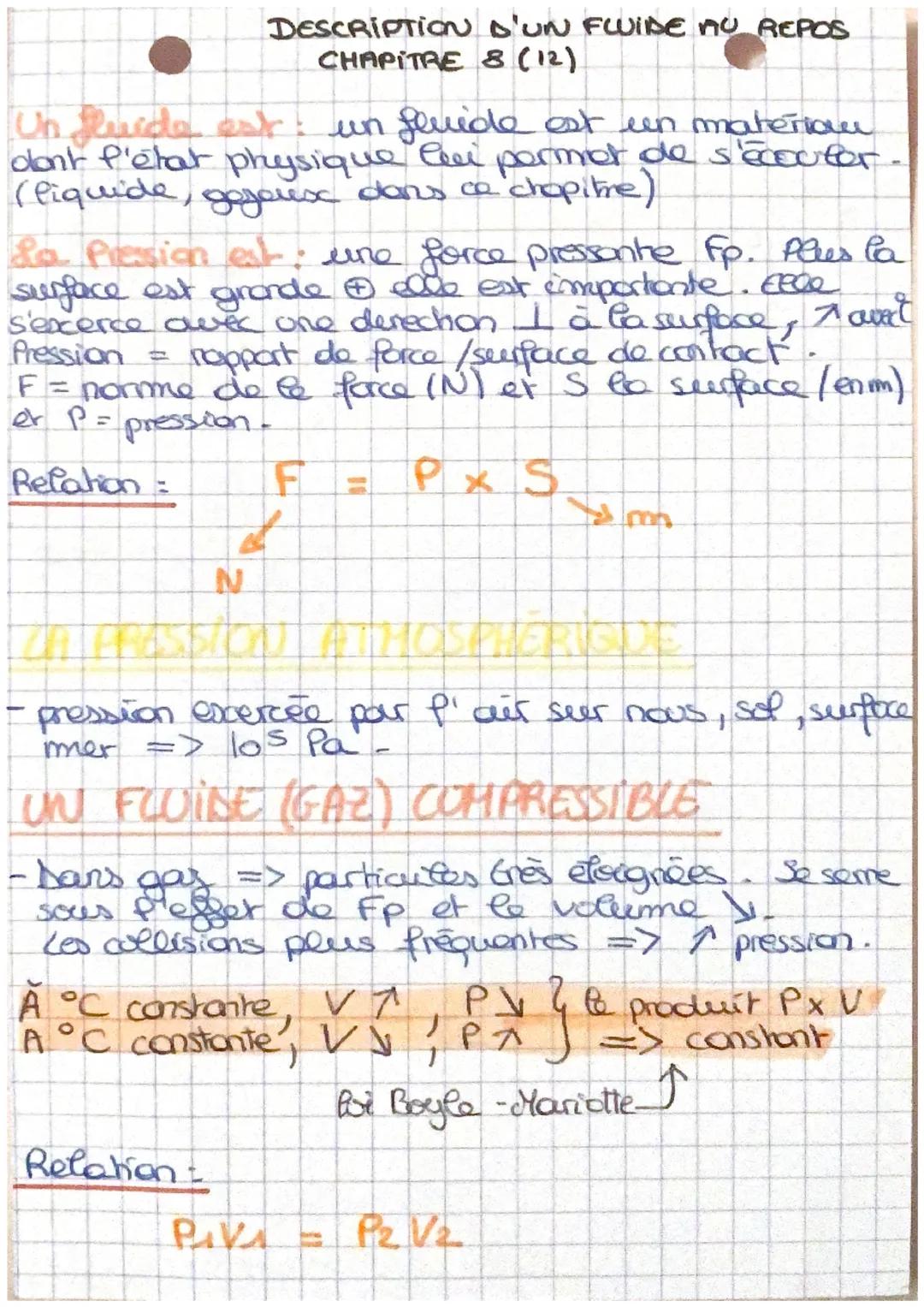 # DESCRIPTION D'UN FUIDE AU REPOS
CHAPITRE 8 (12)

Un fluida est un fevide est un matériau
dont l'état physique li permet de s'écouter.
(liq