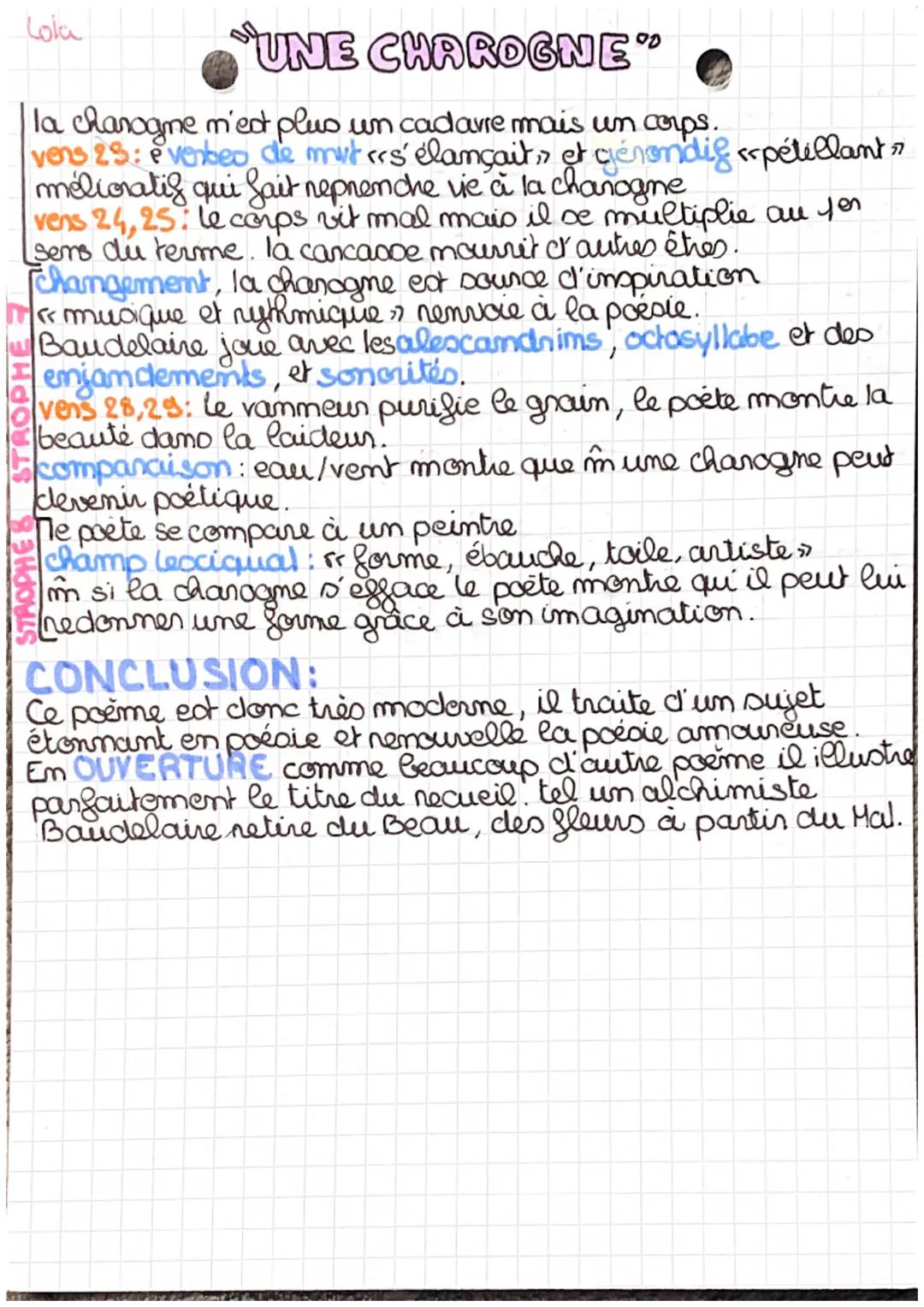 # 300 toc bac 4

"UNE CHAROGNE

INTRO: Charles Baudelaire est un poète clu 19ème siècle.
influencer par le Romantisme, il est le précursseur