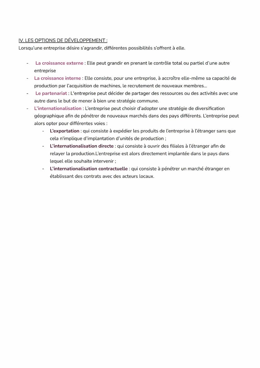 OPTION STRATÉGIQUE
I. LES OPTIONS DE CHAÎNE DE VALEURS :
La stratégie d'externalisation (sur des activités de soutien): Elle consiste à fair
