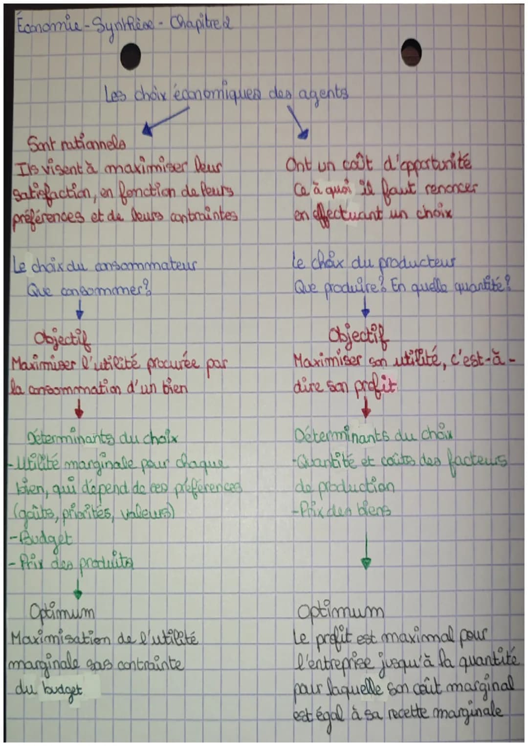 Chapitre 2
Les décisions du consommateur et du producteur
~ Problématique des choix ~
-les agents économiques concernés par la problématique