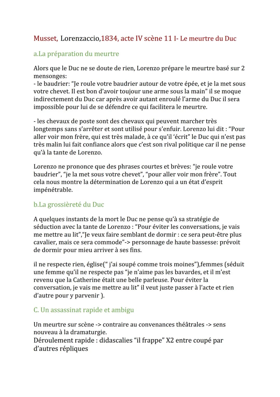 Musset, Lorenzaccio, 1834, acte IV scène 11 I- Le meurtre du Duc
a.La préparation du meurtre
Alors que le Duc ne se doute de rien, Lorenzo p