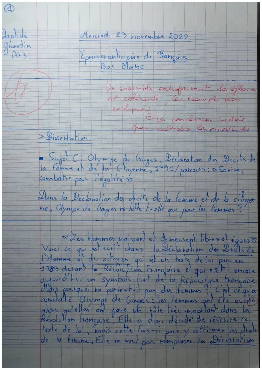 Baptiste
grandin
раз
Mercredi 23 novembre 2022.
Coleoves anticipers de Français
Bac Blanc
Un ensemble satisfaisant la rifles
les exemples bi