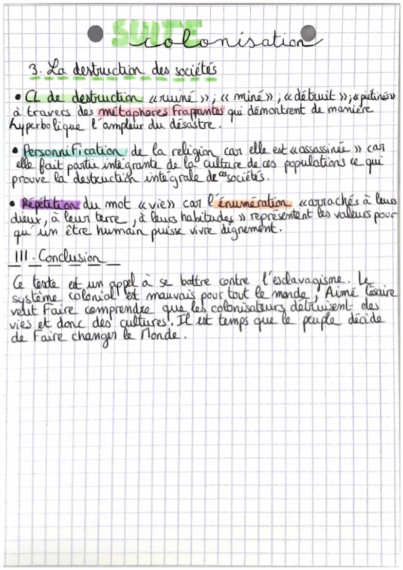 le colonialisme
1. Intro
Aimé Césaire écrit en 1950 un discours sur le colonialisme
pour dénoncer tous les actes de violence et de barbarie 
