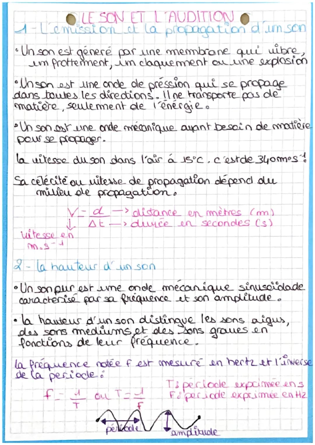 LE SON ET LAUDITION ●
1- L'emission et la propagation d'un son
•Un son est géneré par une membrane qui wibre
im Protterment, im claquement o