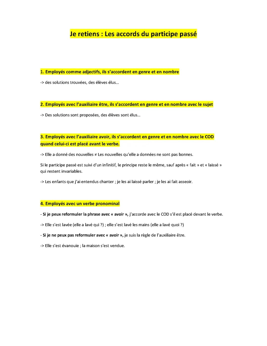 Les accord du participe passé