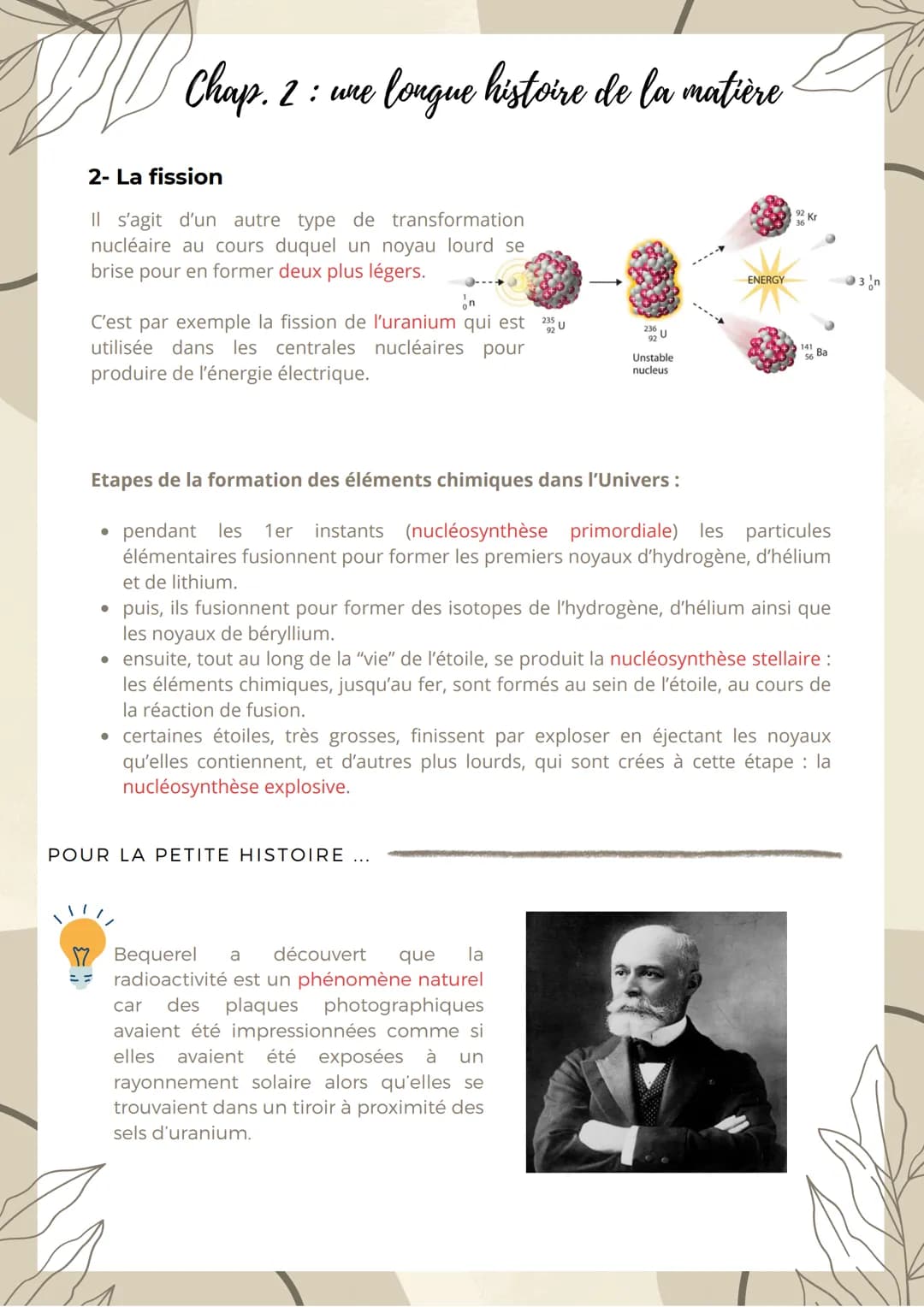 L'ATOME
PROTON
(positive)
QU'EST CE QU'UN ÉLÉMENT CHIMIQUE ?
NEUTRON
(neutre)
Chap. 2: une
ELECTRON
(négative)
· longue histoire de la matiè