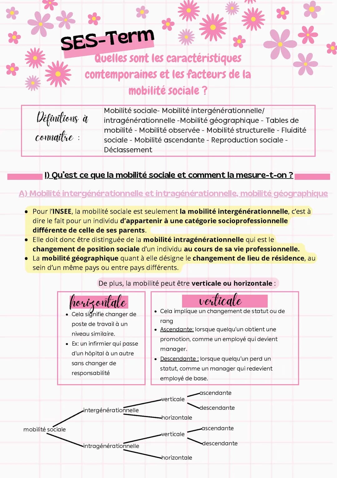SES terminale Quelles sont les caractéristiques contemporaines et les facteurs de la mobilité sociale ?