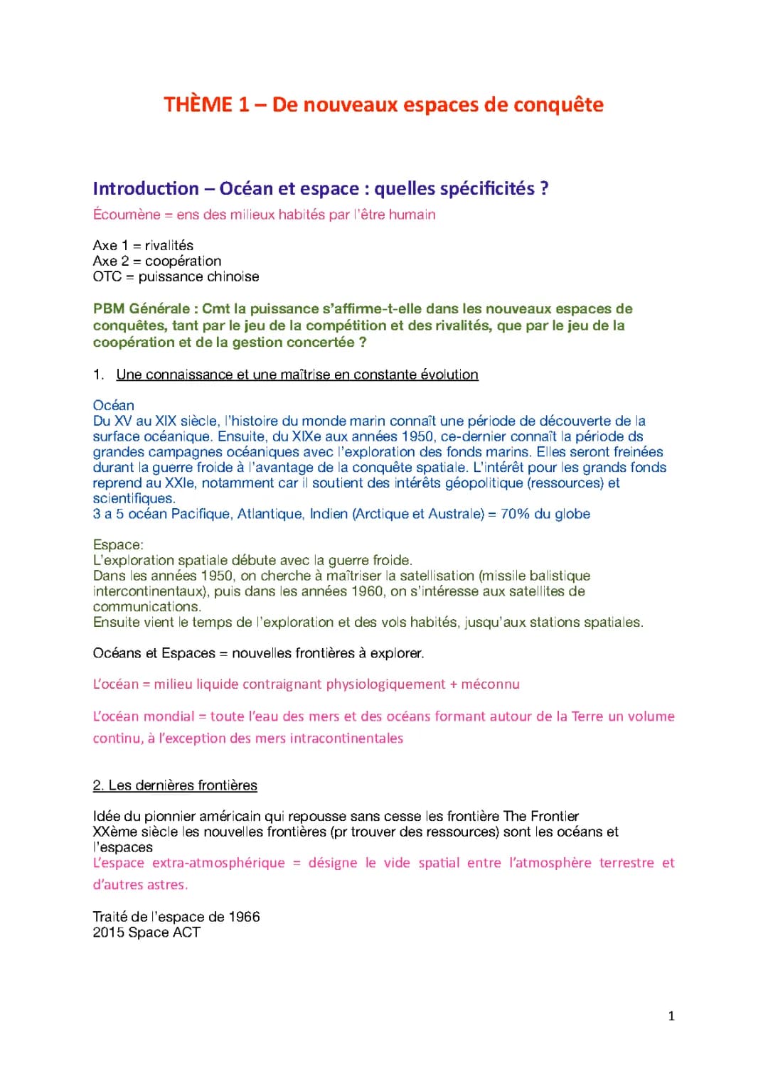 Les enjeux géopolitiques de la conquête spatiale et la puissance chinoise - Cours HGGSP PDF