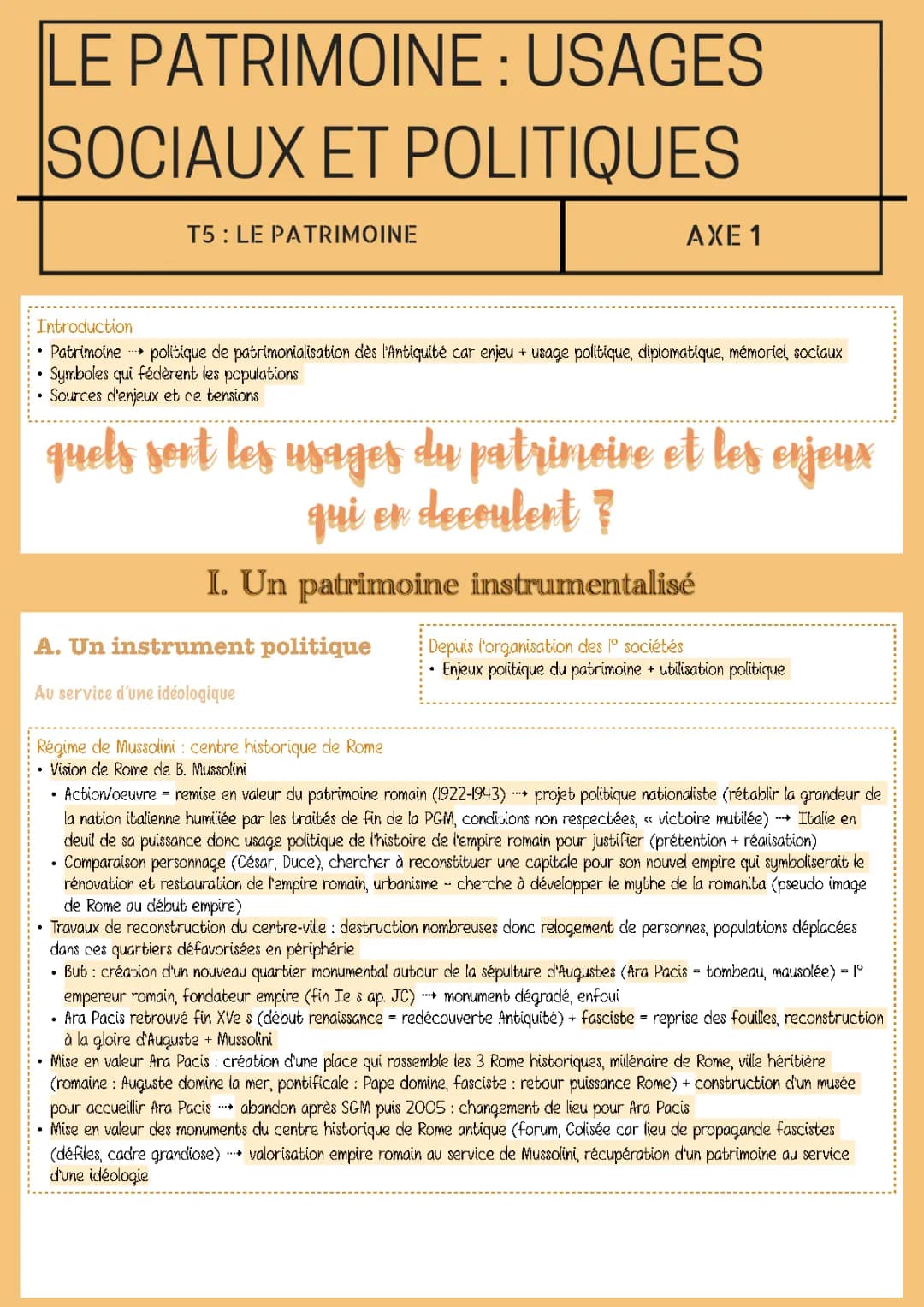 Le patrimoine culturel : instrument politique et enjeux sociaux