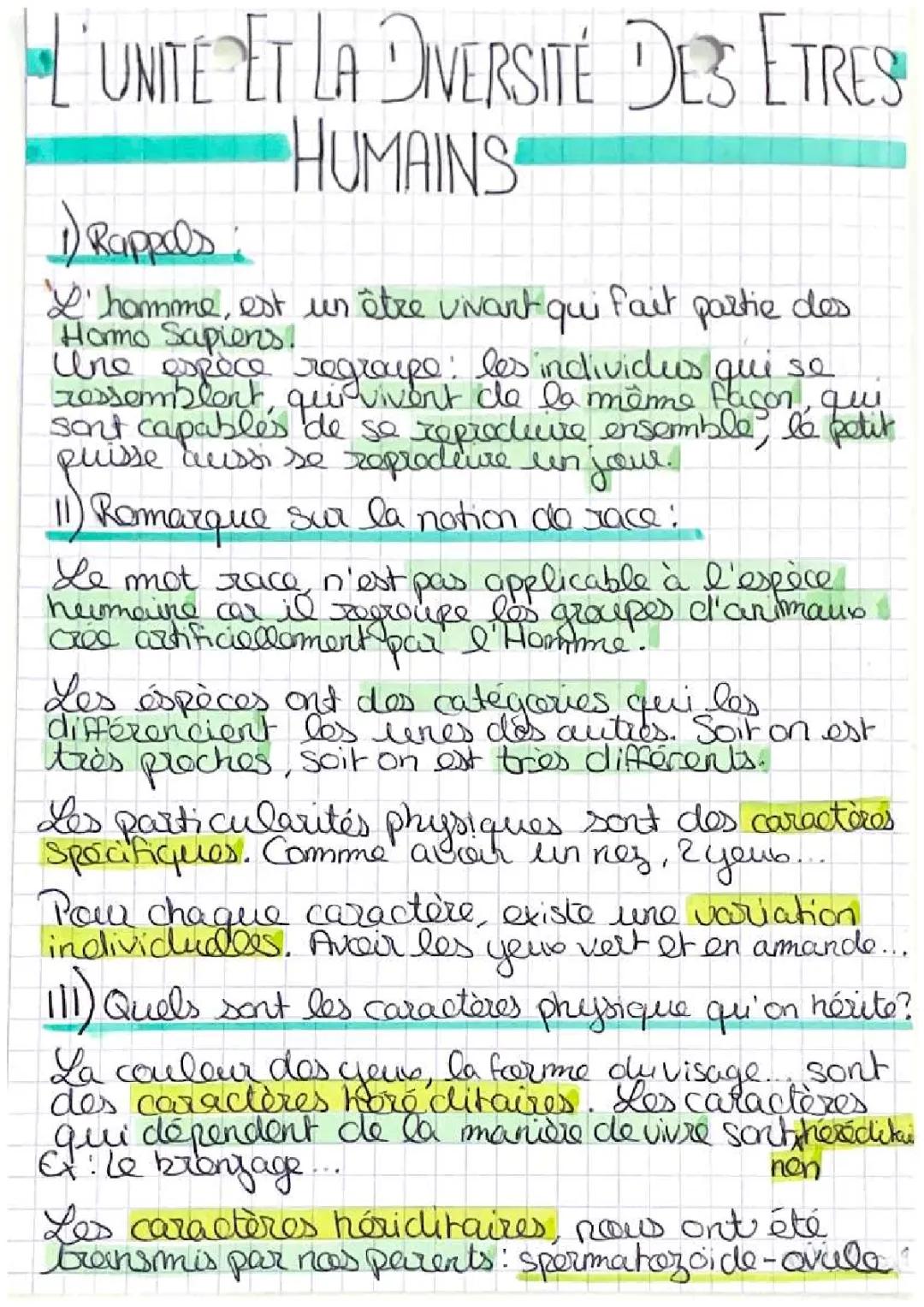 L’unité et la diversification des êtres humains