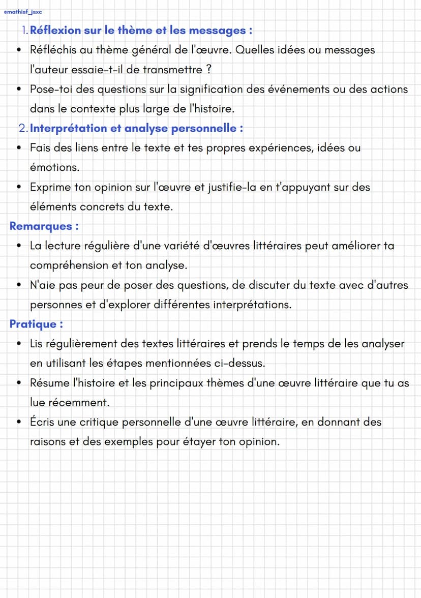 emathisf_jsxc
La compréhension et l'analyse de textes littéraires sont des compétences
essentielles pour apprécier et interpréter les œuvres
