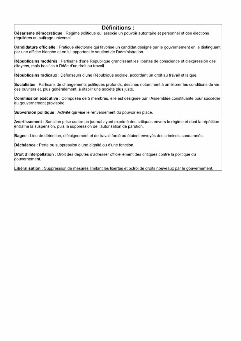 Chapitre III - La difficile entrée dans l'âge
démocratique : la lle République et le Second
Empire
1848
24 février: Abdication de Louis-Phil