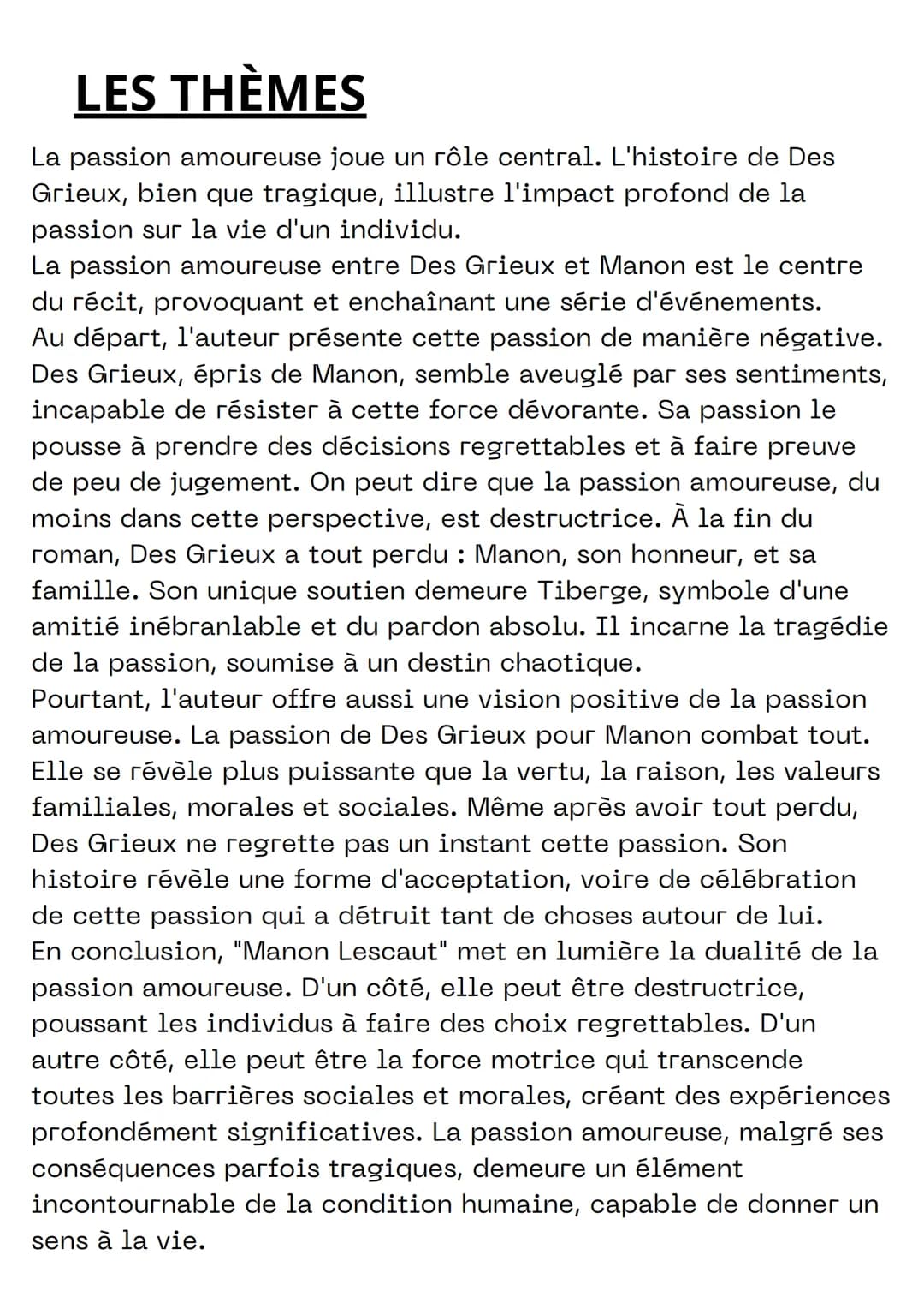 MANON LESCAUT
L'IDÉE QUE JE ME FAIS
Je ne fais pas vraiment de préavis au sujet du
roman, je fais simplement des suppositions
avec la premiè
