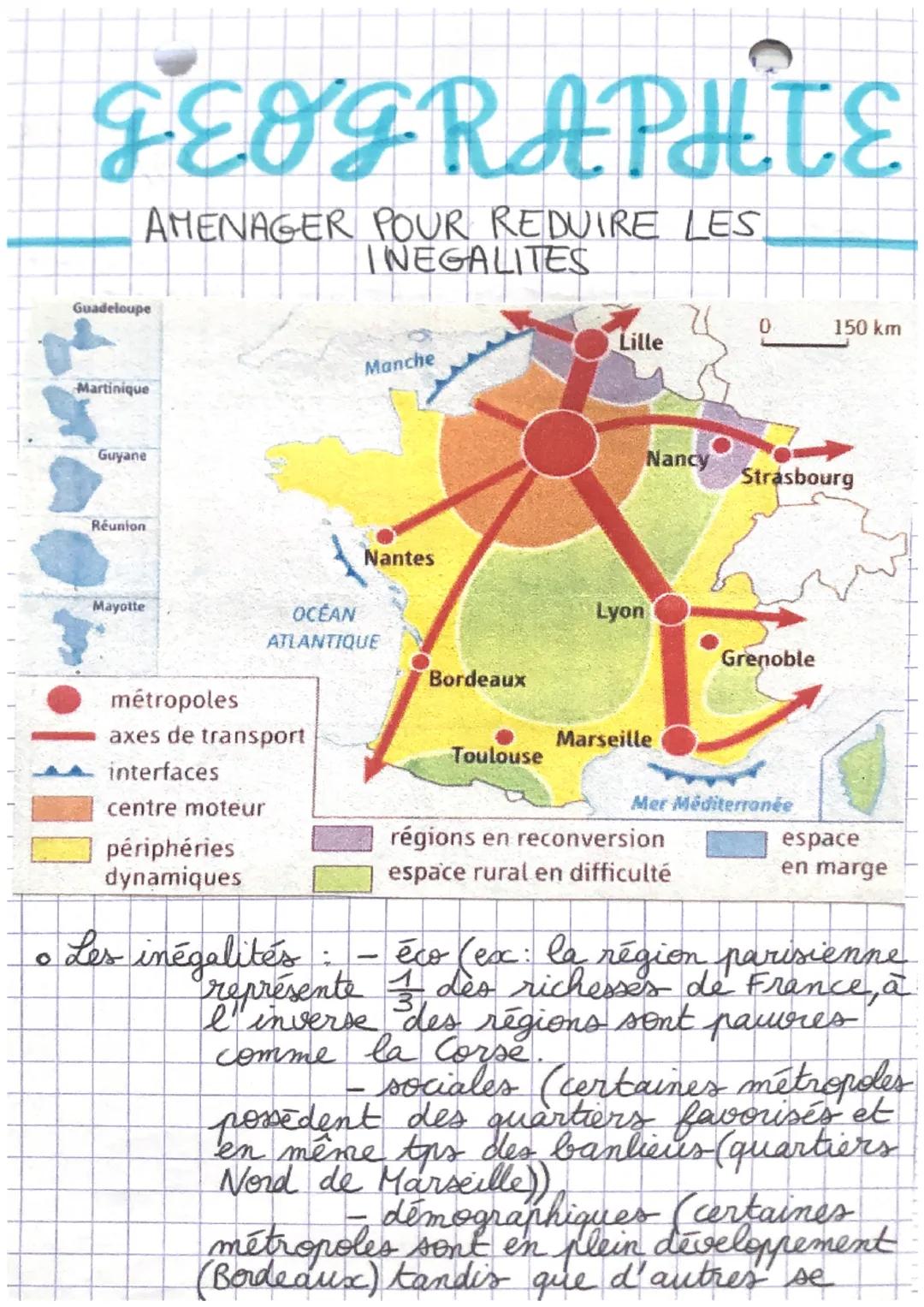 # GEOGRAPHTE

AMENAGER POUR REDUIRE LES
INEGALITES

Guadeloupe

Martinique

Guyane

Réunion

Mayotte

Manche

0 150 km

Lille

Nancy

Strasb