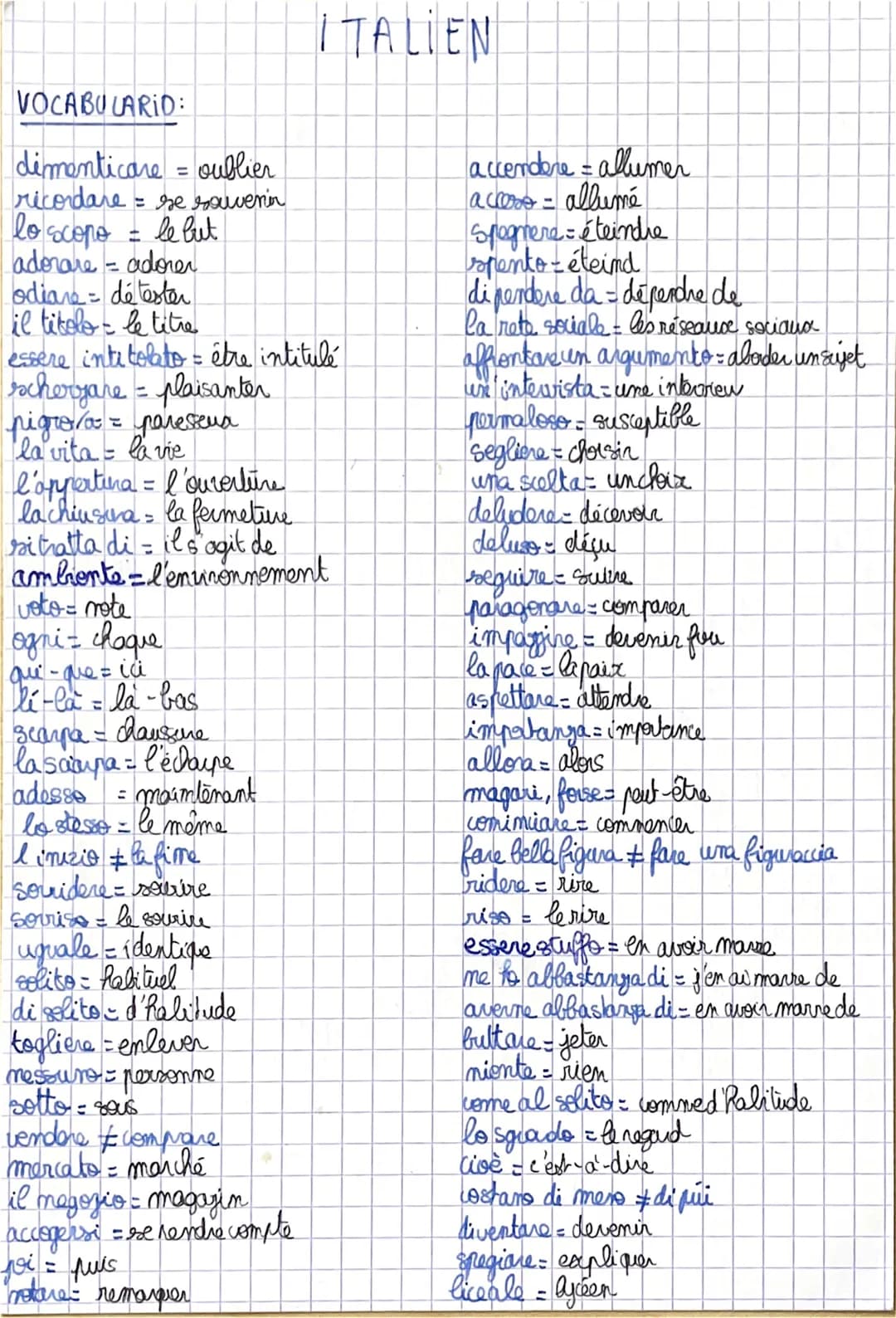 VOCABULARID:
dimenticare = oublier
ricordare =
= se souvenir
le but
lo scopo
adorare = adorer
odiare=détester
il titolo - le titre
essere in